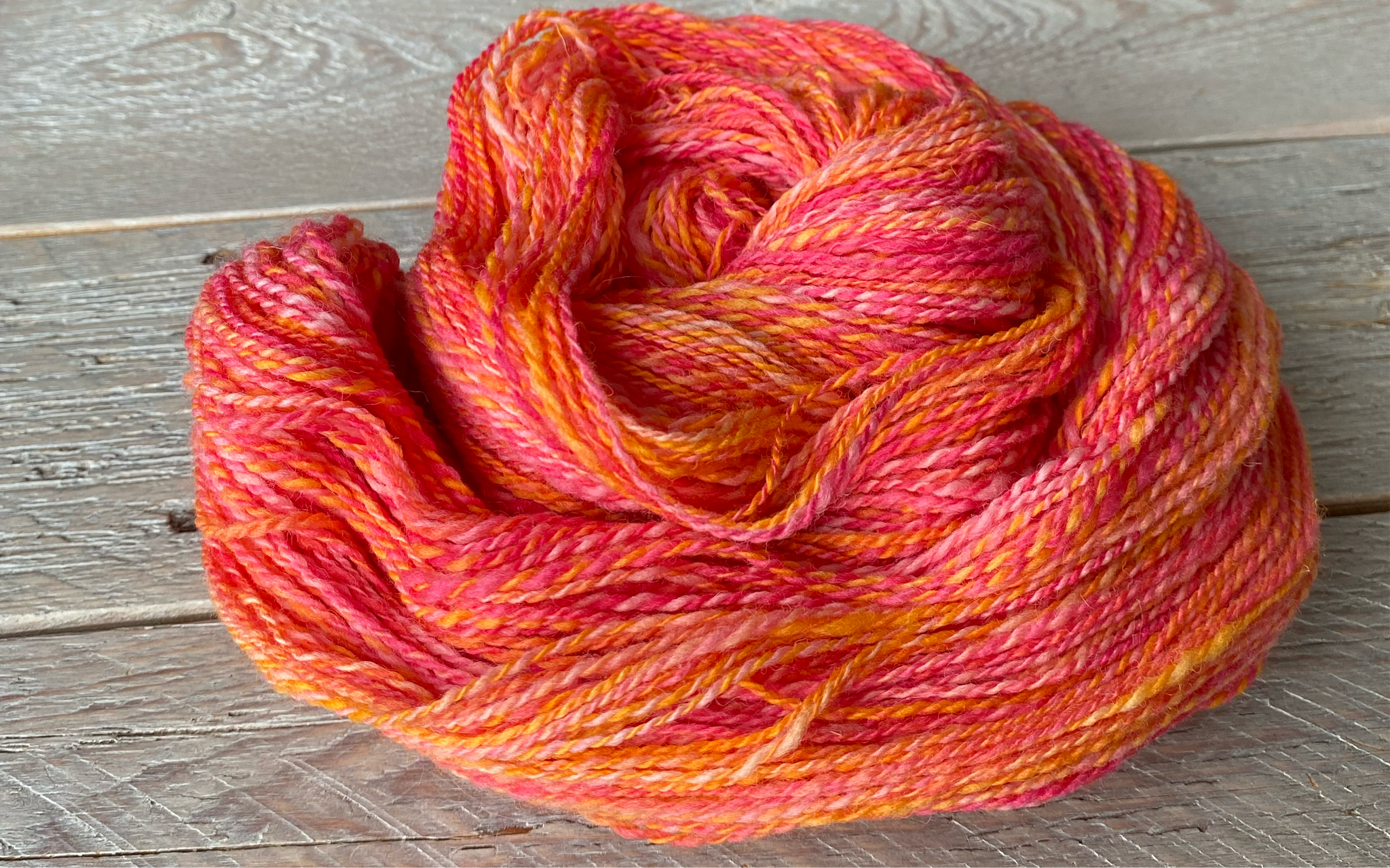 Handspun 100% Merino Pink and Orange