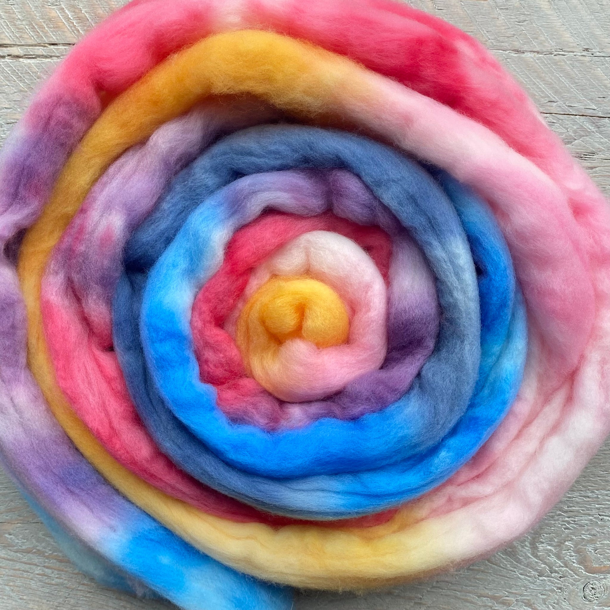 Blooms dyed BFL Wool Roving