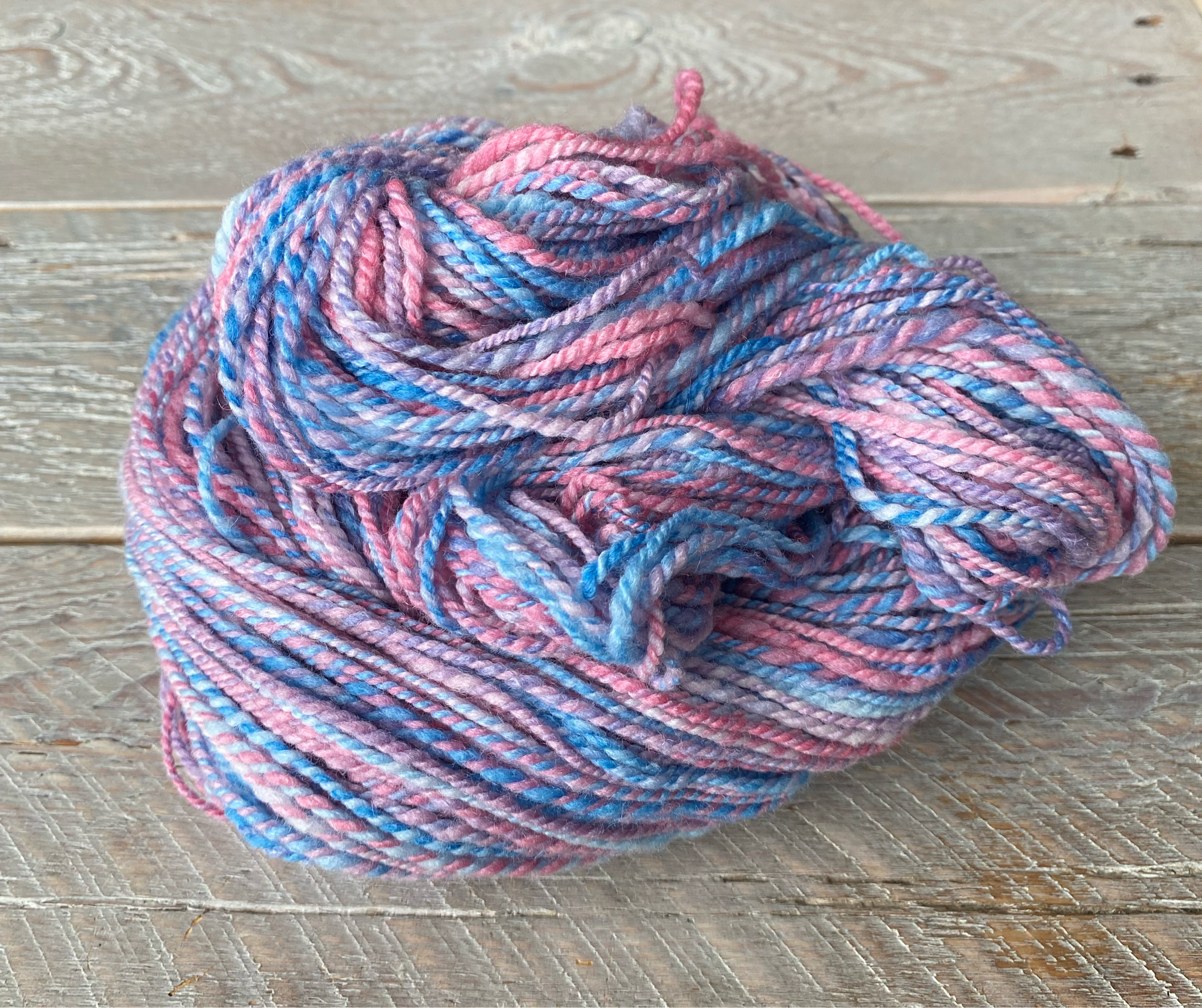 Handspun Targhee Bamboo Silk Pink, Blue, Purple