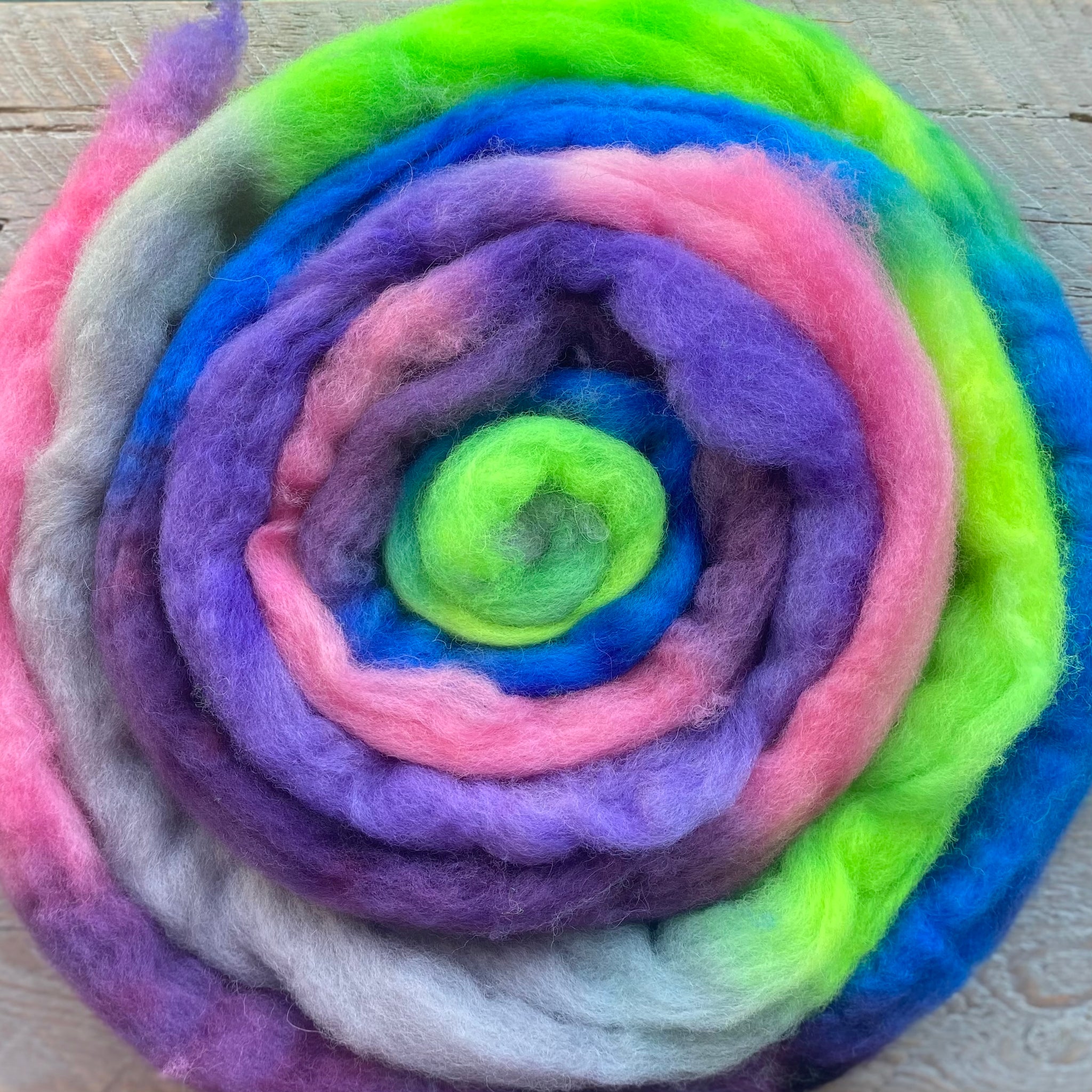 Beetlejuice dyed BFL Wool Roving