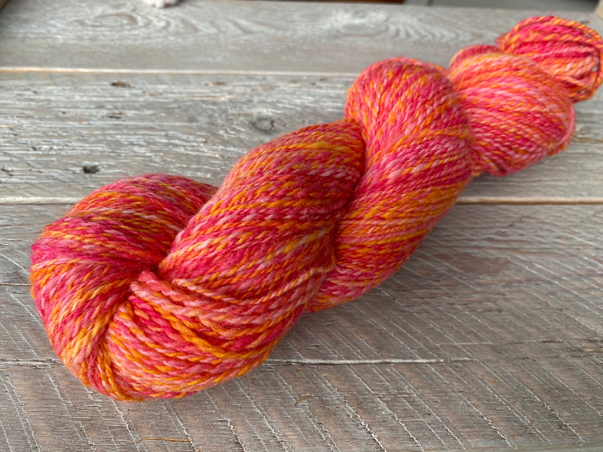 Handspun 100% Merino Pink and Orange