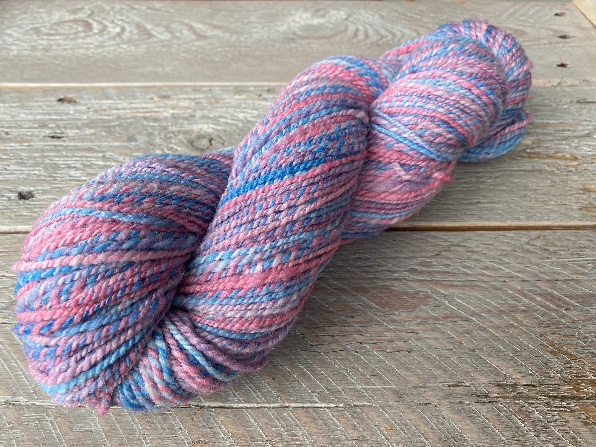 Handspun Targhee Bamboo Silk Pink, Blue, Purple