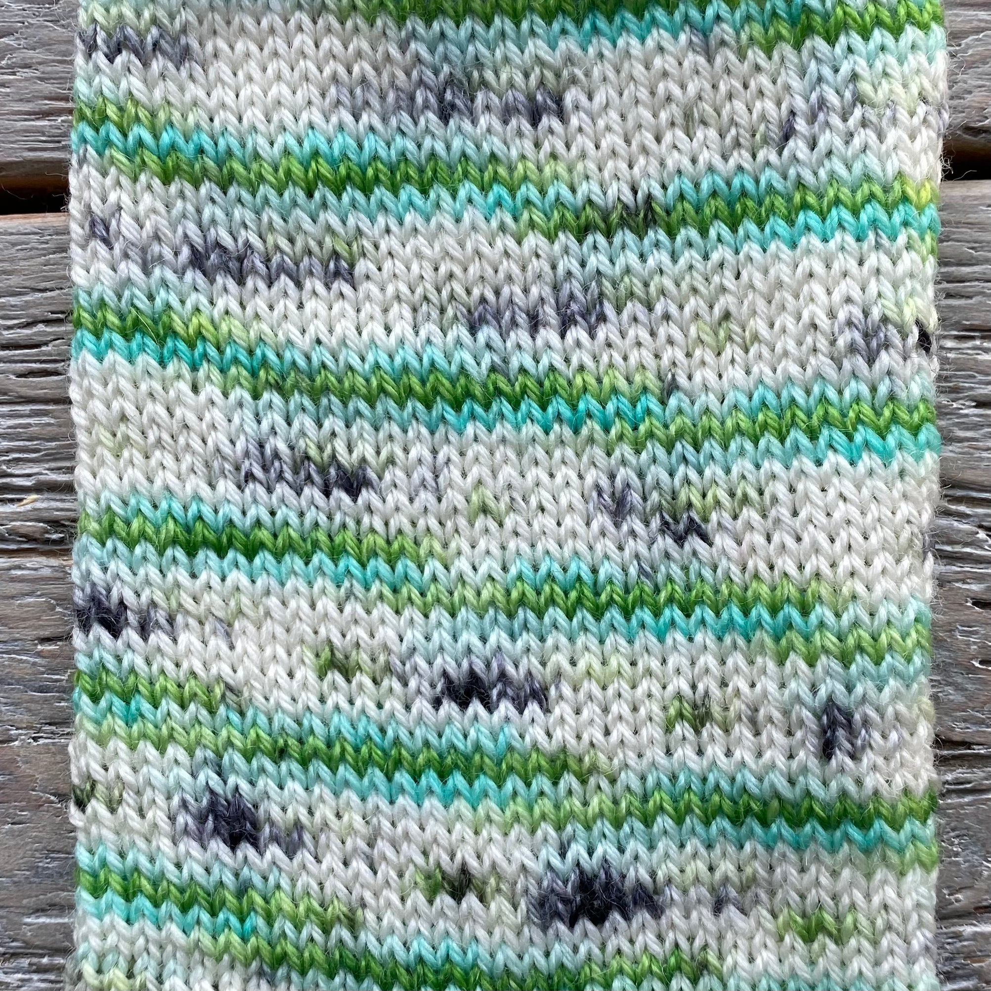 Broken Rainbow On Basic Sock Green and Blue - Body Changes are Normal
