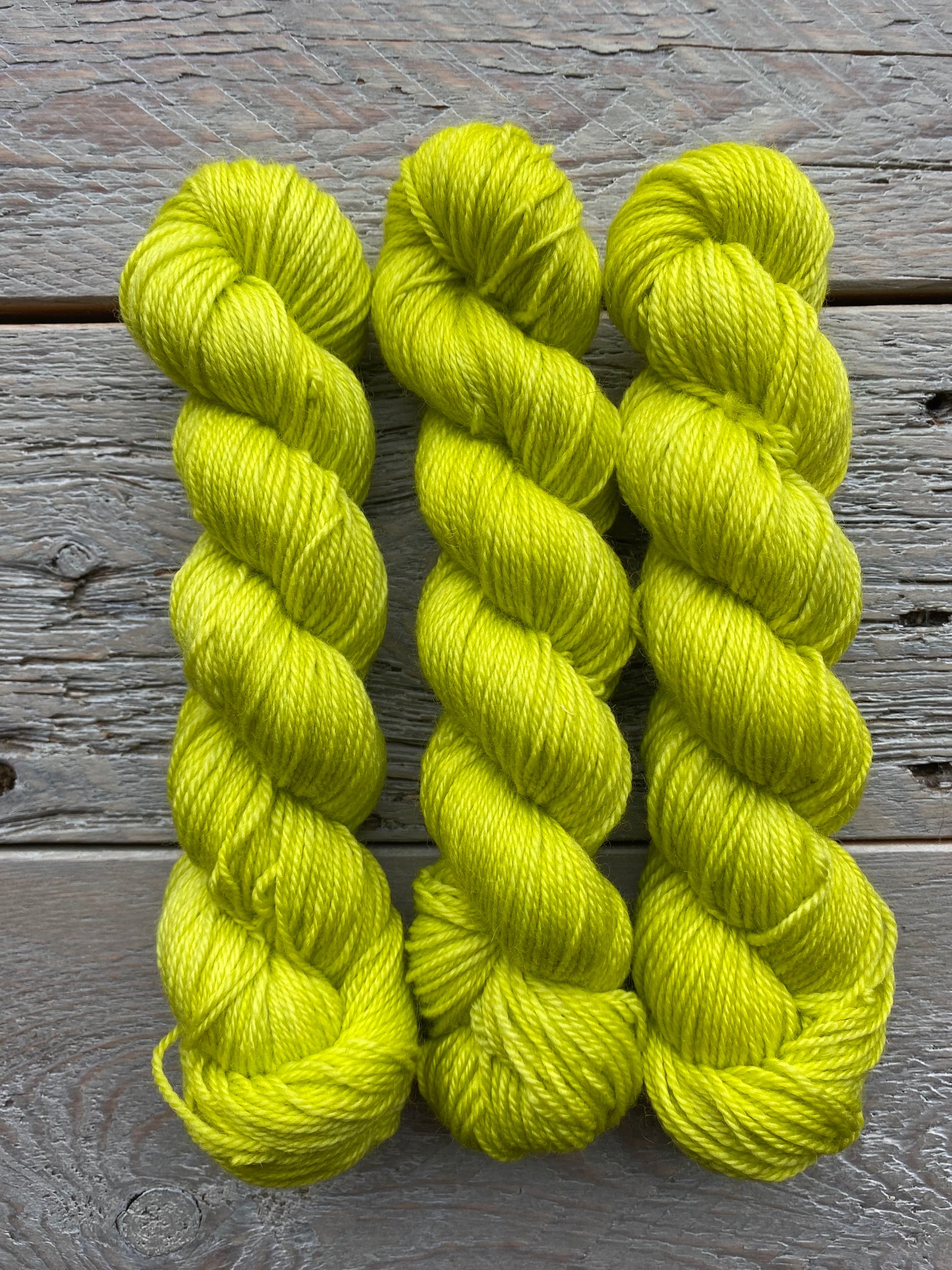 Chartreuse 50-gram mini skeins on Basic Sock